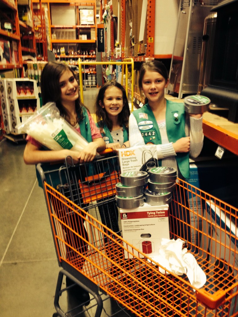 Lauren, Holly and Grace - shopping at Home Depot for Tent City 4